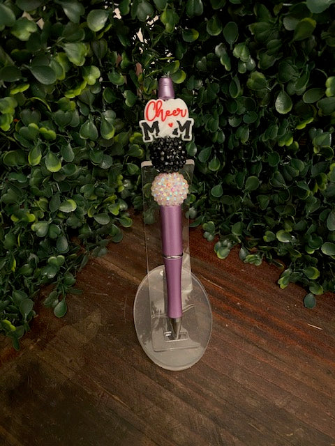 Cheer Mom Beaded Pen- Lavender