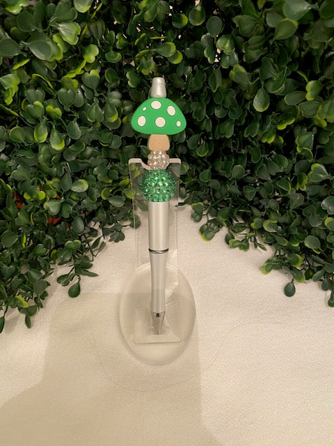 Green Mushroom Beaded Pen