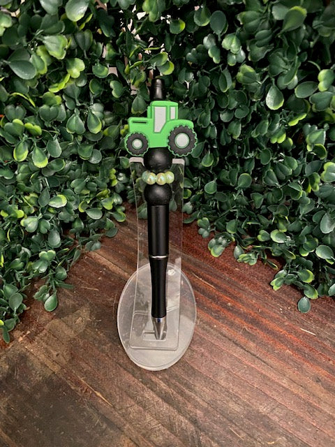 Green Tractor Beaded Pen