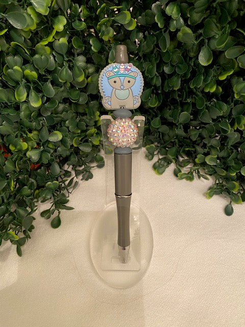 Blue Hedgehog Pen- Grey