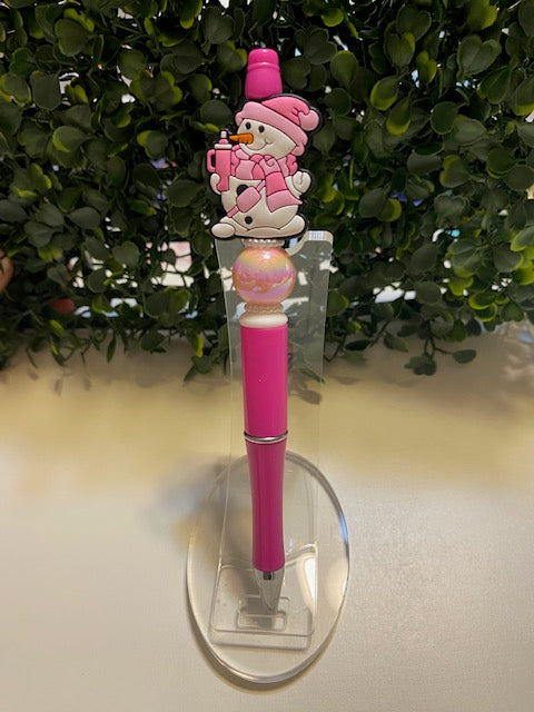 Snowman Beaded Valentine's Day Pen