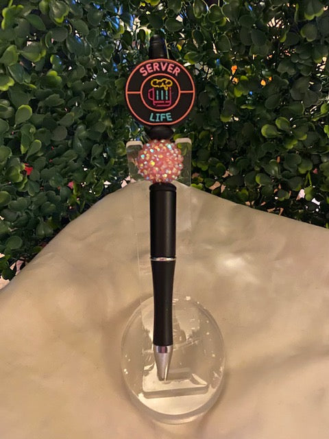 Server Life Beaded Pen- Black