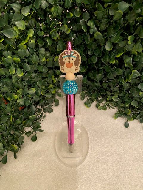 Tan Hedgehog Beaded Pen