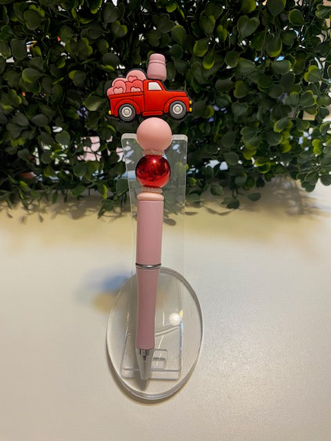 Red Truck Beaded Valentine's Day Pen