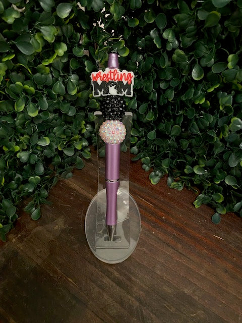 Wrestling Mom Beaded Pen- Lavender