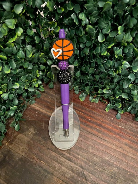 Basketball Beaded Pen- Purple