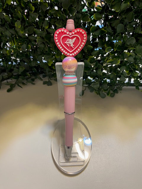 Pink Heart Beaded Valentine's Day Pen