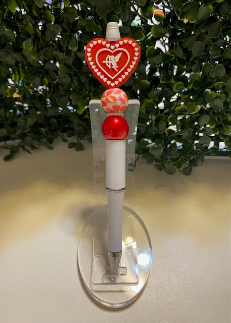 Red Heart Beaded Valentine's Day Pen