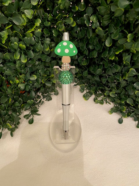 Green Mushroom Beaded Pen