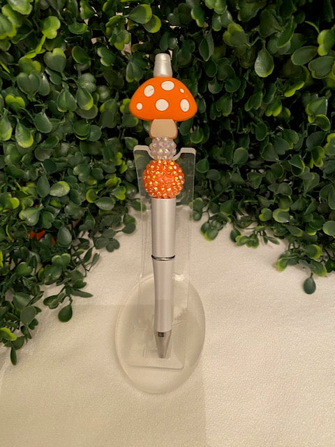 Orange Mushroom Beaded Pen
