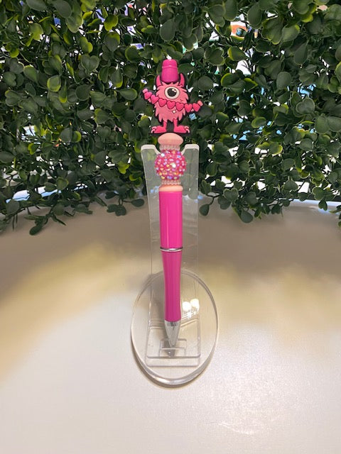 Pink Monster Beaded Valentine's Day Pen