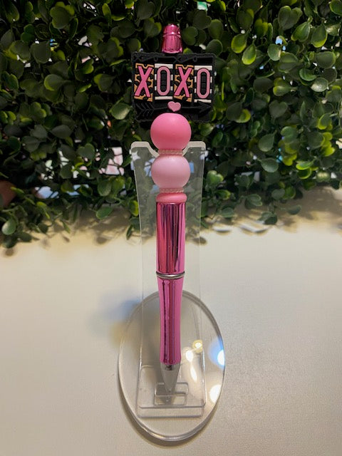 XOXO Metallic Pink Beaded Valentine's Day Pen